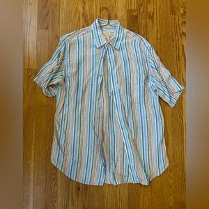 Jos. A. Bank Striped Casual Shirt in Blue, Orange, and Green